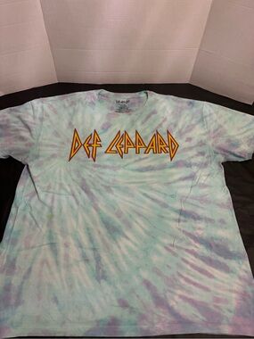 Def Leppard Tie-Dye Short Sleeve Tee - Pastel Blue & Purple
